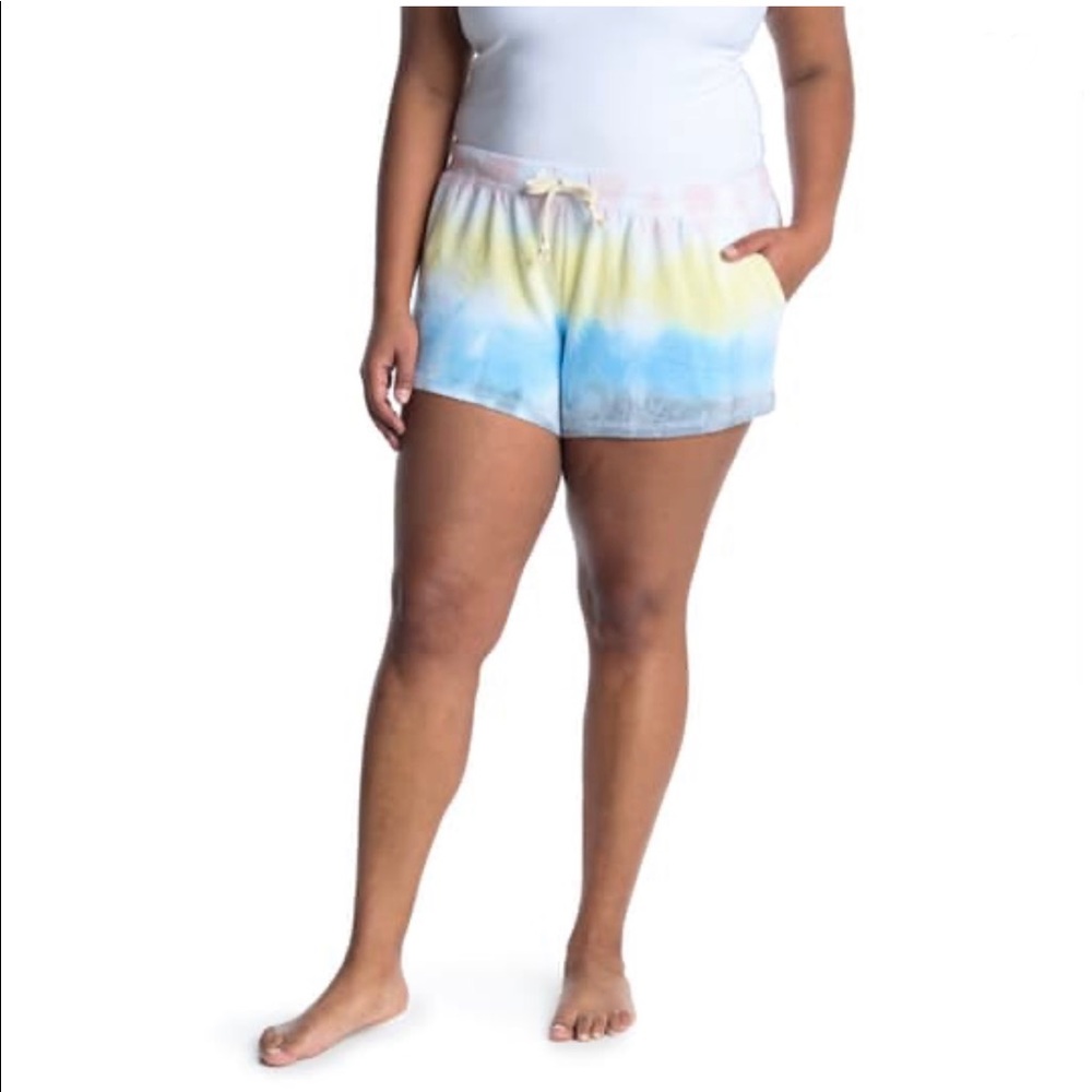 Theo & Spence Rainbow Tie-Dye Stripe Lounge Shorts Size 1X